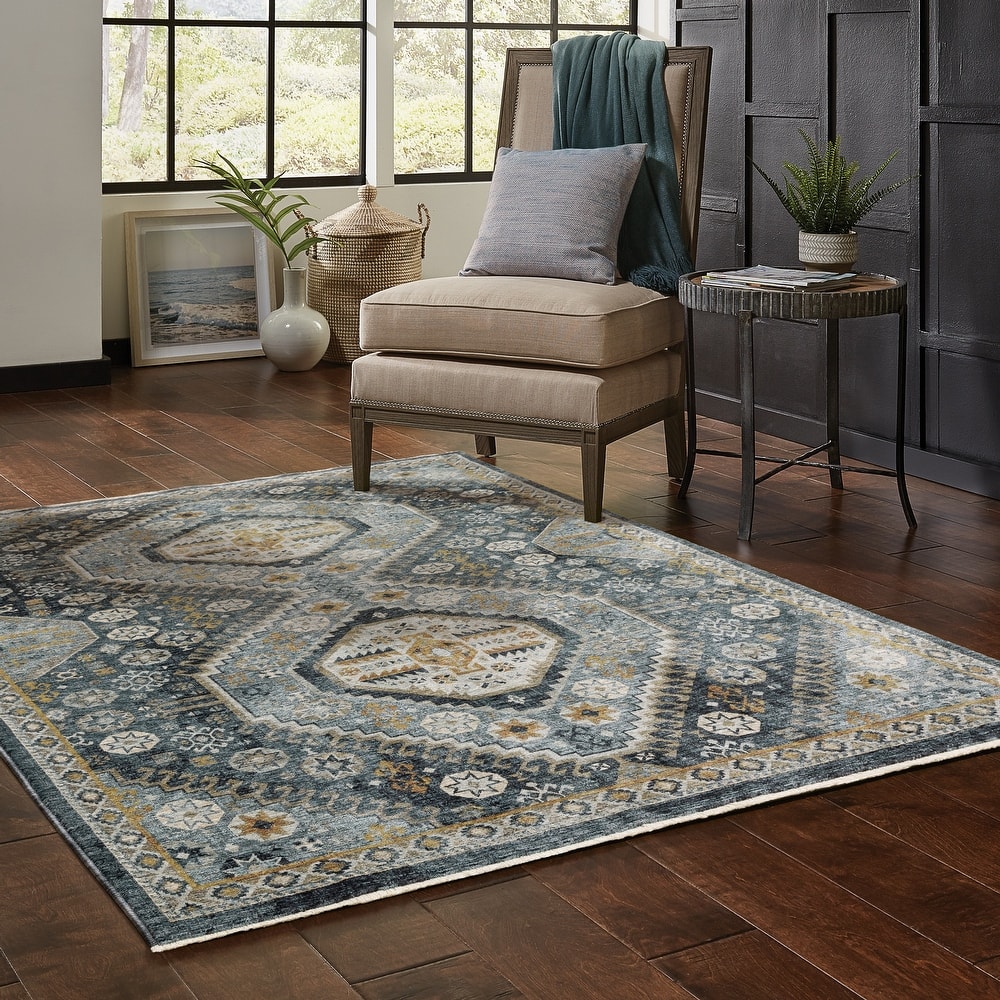 Style Haven Amelie Nomadic Tribal Blue/ Gold Indoor Area Rug