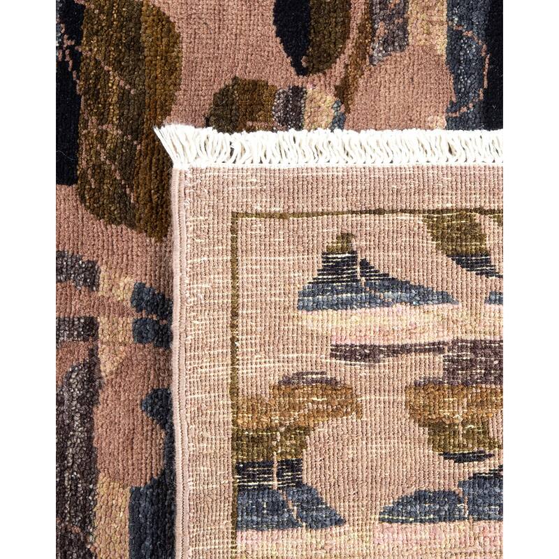 Overton Hand Knotted Wool Contemporary Abstract Beige Area Rug - 4' x 6'