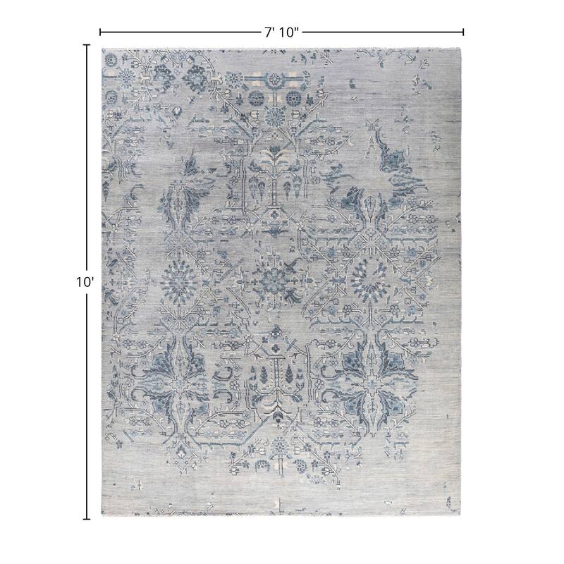 Modern One-of-a-Kind Handmade Area Rug - Gray, 7' 10" x 10' 0" - 7' 10" x 10' 0"