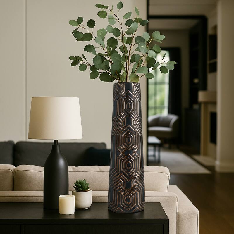 Clay Geometric Contemporary Decorative Vase - 26.0"