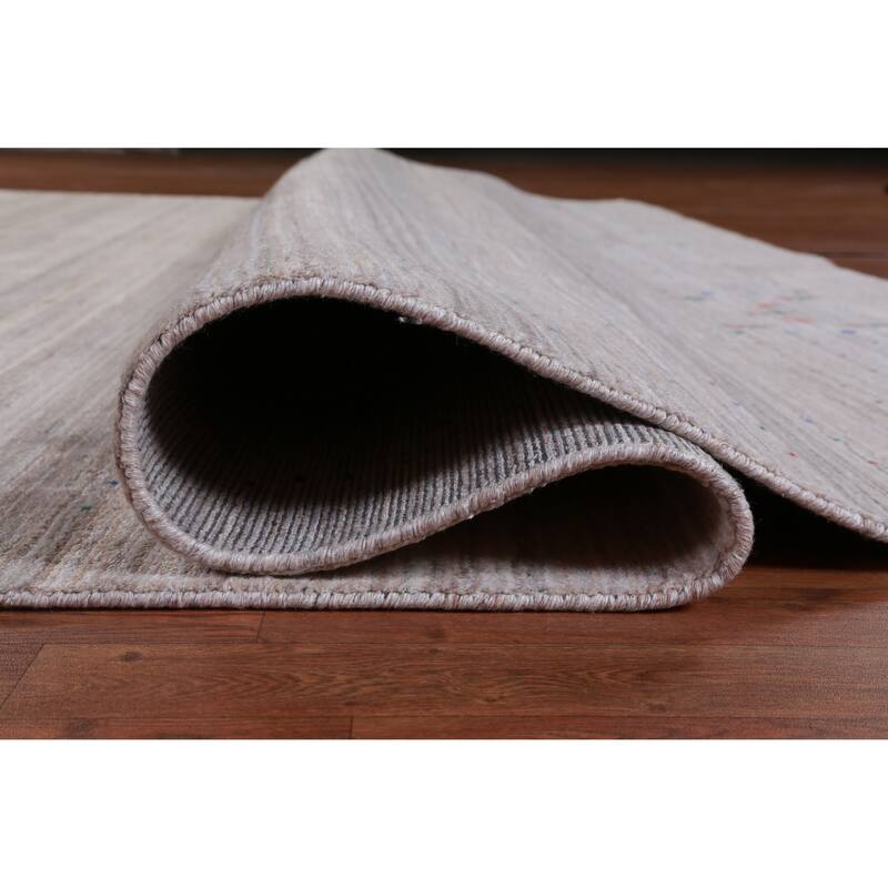 Hand Knotted Oriental 100% Wool Carpet Tribal Stripe Beige & Ivories Gabbeh Area Rug - 12' 7'' X 9' 2''