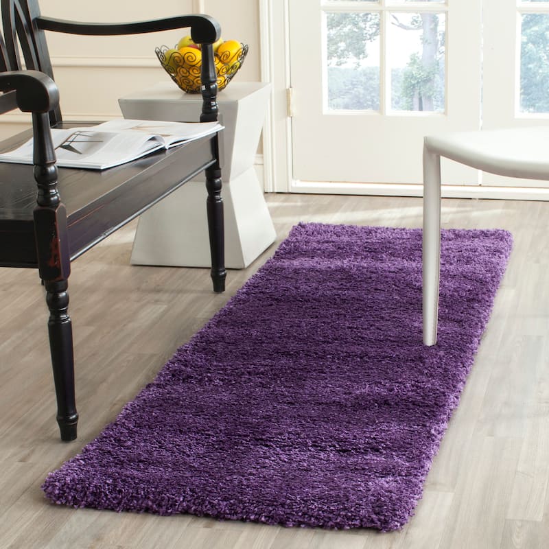 SAFAVIEH Milan Shag Maibritt 2-inch Thick Area Rug - 2' x 16' Runner - Purple - Runner