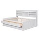 preview thumbnail 40 of 43, Full Size Wooden Captain Bed with Built-in Bookshelves, 3-Storage Drawers, and Trundle, Light Grey, Classic Style Bed Frame