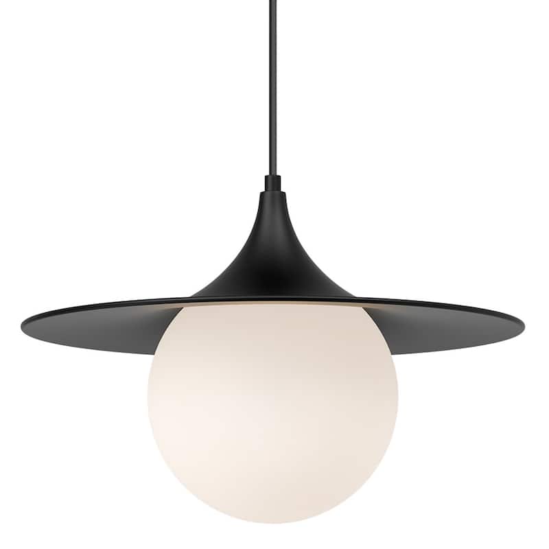 Alora Lighting PD525216OP Fuji 16" Wide Pendant with Opal Glass Shade - Matte Black