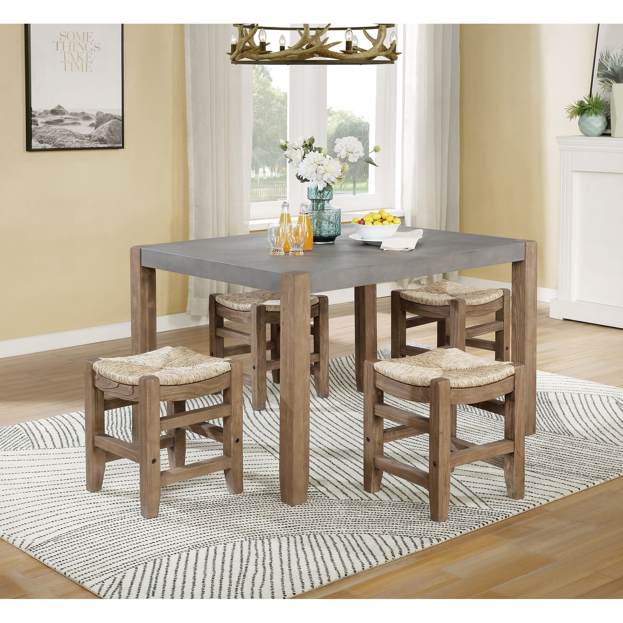 The Gray Barn Enchanted Acre 18 inch Wood Stools with Rush Seats Set of 2 On Sale Bed Bath Beyond 31299556