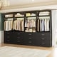 preview thumbnail 59 of 76, Kyrvo Freestanding Closet System with 3 Wooden Drawers ＆ Hanging Rod ＆ Storage Shelf, Modular Walk-in Closet Organizer Wardrobe