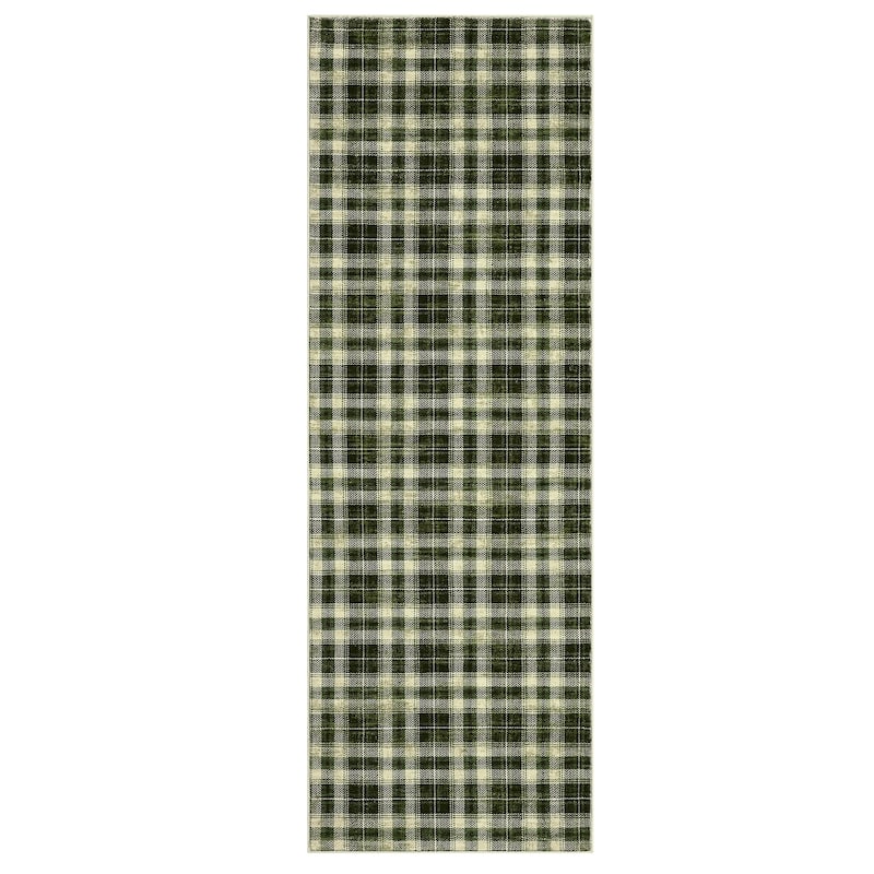 Garvee Earthy Plaid Soft Low Pile Foldable Area Rug
