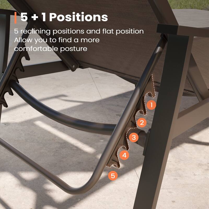 Pellebant 2PCS Patio Aluminum Adjustable Chaise Lounge Chair