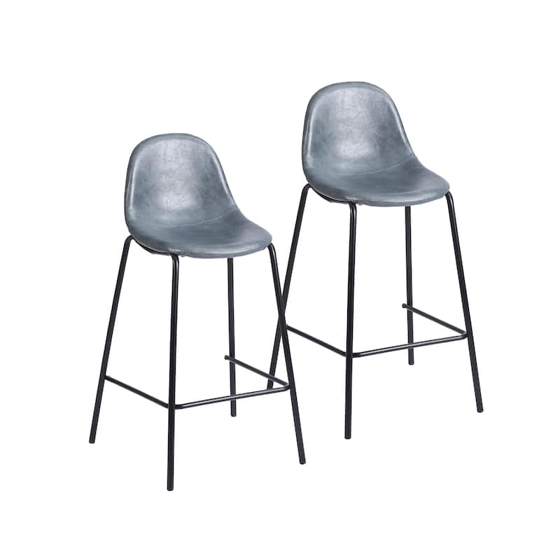 Porthos Home Tave Counter Stools Set Of 2, PU Leather Upholstery, Iron Legs
