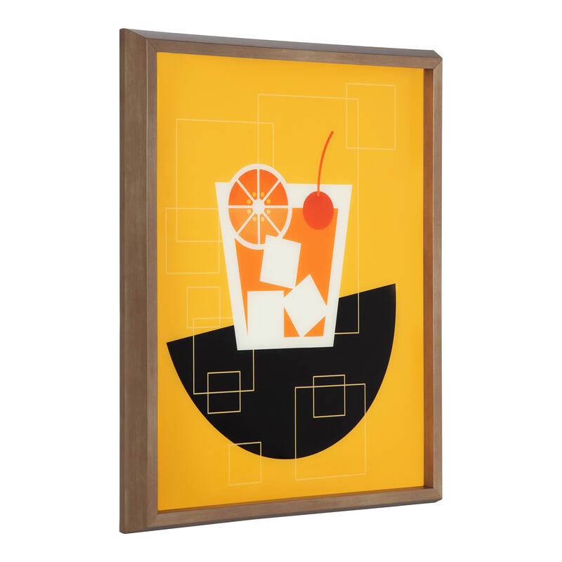 Kate and Laurel Blake Old Fashioned Glass By Amber Leaders Designs - 16x20 - Plastic - Gold