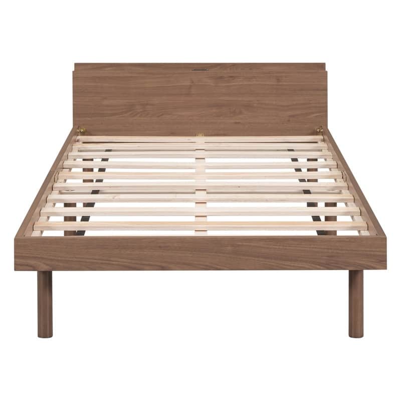 Modern Design Wooden Twin Size Platform Bed Frame with USB Ports