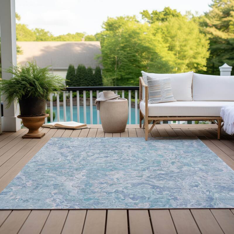 Machine Washable Indoor/ Outdoor Chantille Abstract Modern Rug