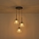 preview thumbnail 13 of 12, 3 Light Black Cluster Pendant Blue Textured Glass Adjustable Modern - 3-Lights