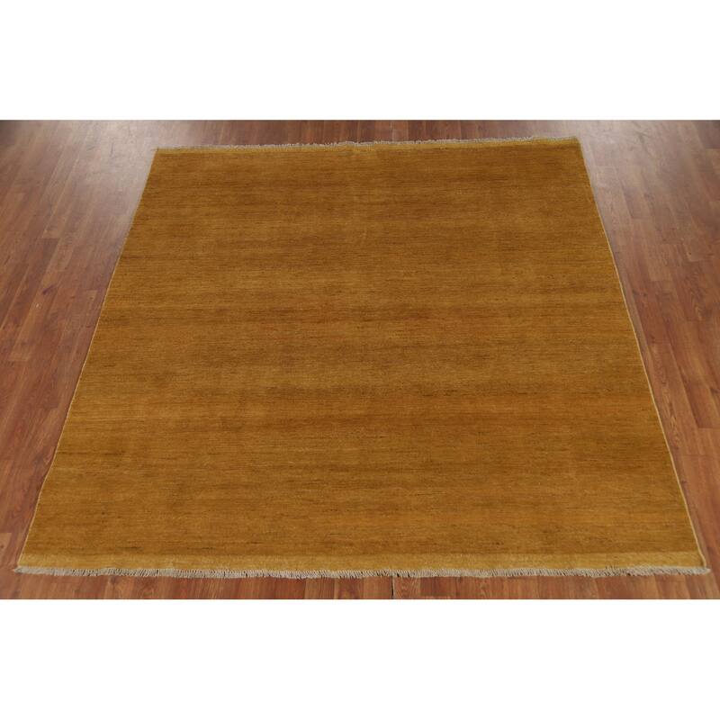 Yellow Gabbeh Oriental Square Area Rug Handmade Wool Carpet - 6'7" x 6'8"