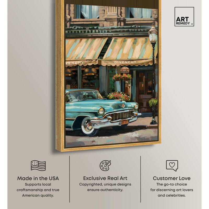 Classic Car Store Visit II Canvas by Art Remedy