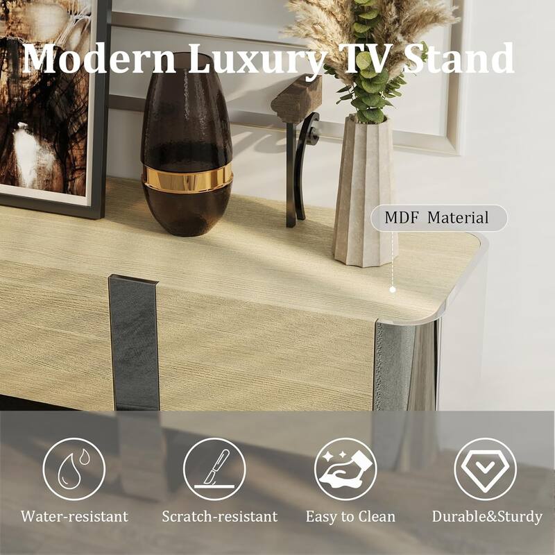 79 inch Wood TV Stand Partial Assembly Entertainment Center Modern Media Console with Drawers and Storage Cabinets