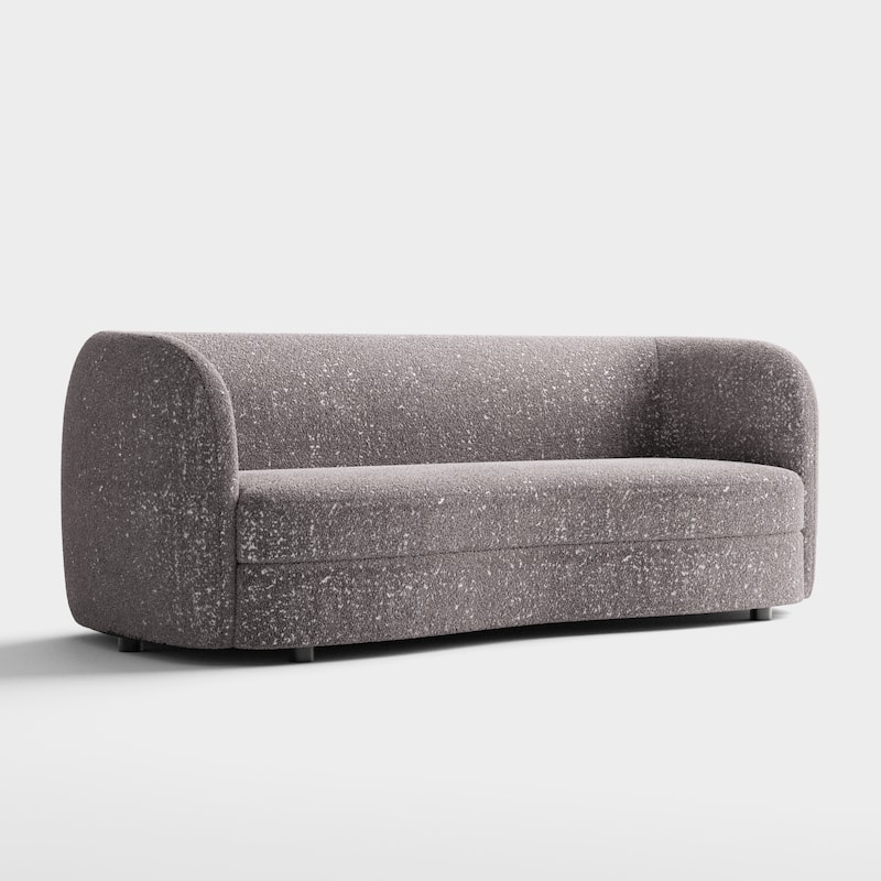 Furniture of America Ophelia Modern Curved Arms Boucle Sofa Couch with Kidney Style Seat and Round Wooden Legs