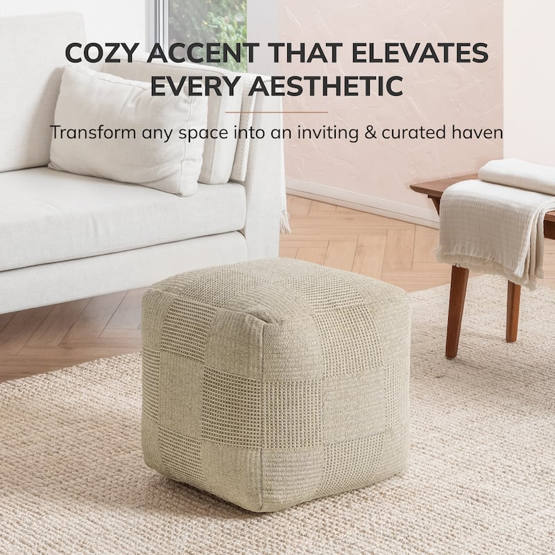 Jani 20-inch Ottoman Pouf - Handcrafted Handmade Ottoman for Seating, Footrest, Home Decor for Living Room, Bedroom