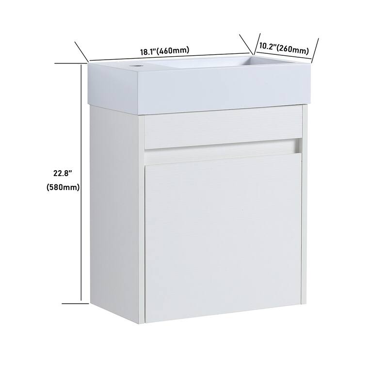 Topcraft 18-inch Wall Mount Bathroom Cabinet with Sink