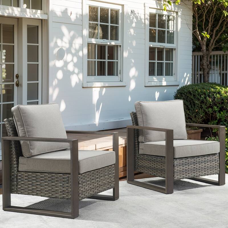 Gymojoy Outdoor Club Chair with Soft Cushion Weather-resistance - Grey - Grey