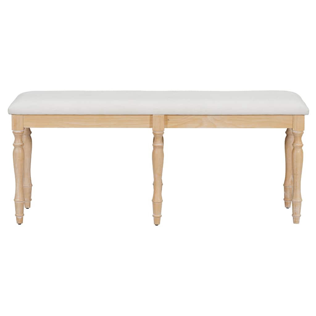 Dining Bench Indoor Bench with Turned Legs, Practical Decorative Stool Makeup Bench Upholstered End of Bed Bench