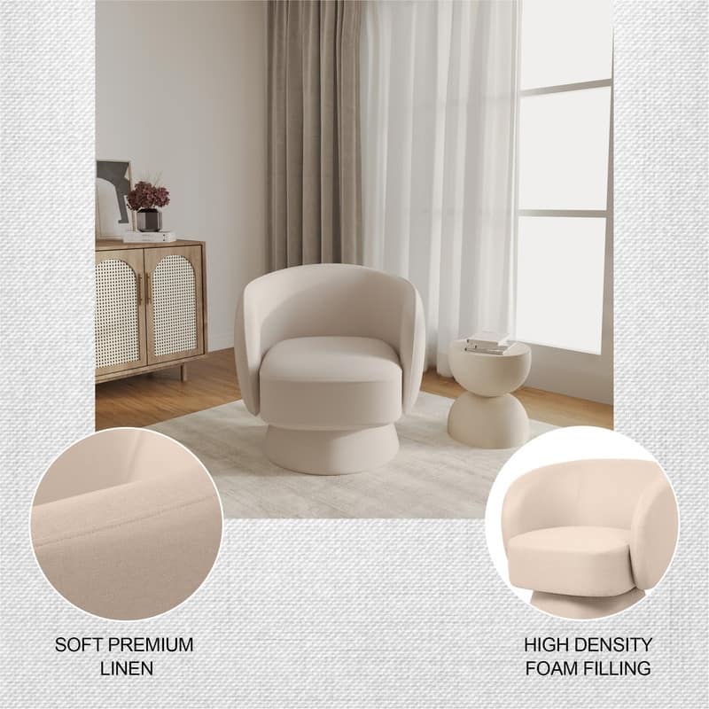 Raze 31" Swivel Accent Armchair Upholstered in Boucle/Velvet/Linen Fabric with Plush Cushioning and Solid Wood Support