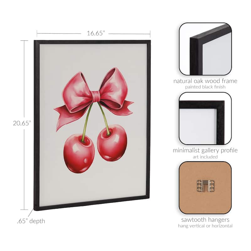 Kate and Laurel Gallery Coquette Preppy Retro Girly Red Pink Bow Cherries Print by The Creative Bunch Studio