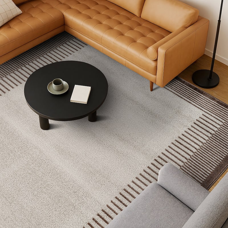 World Rug Gallery Modern Abstract Bordered Area Rug for Living Room, Bedroom, or Entryway - Low Pile Indoor Rug