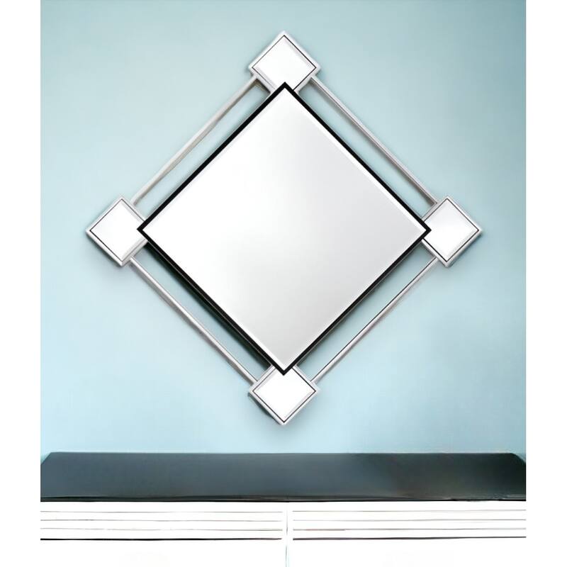 HomeRoots 45" Gray And Black Abstract Metal Framed Accent Mirror - Gray and Black - 45' X '45' X '2 - 45' X '45' X '2 - Gray and Black