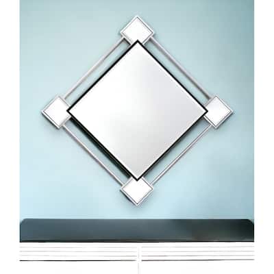 HomeRoots 45" Gray And Black Abstract Metal Framed Accent Mirror - Gray and Black - 45' X '45' X '2