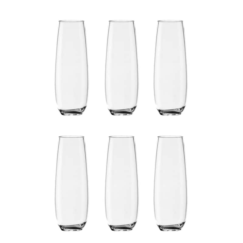 Abode Homewares Montana Acrylic Stemless Flute - Clear - 10 oz - Set of 6 - Set of 6