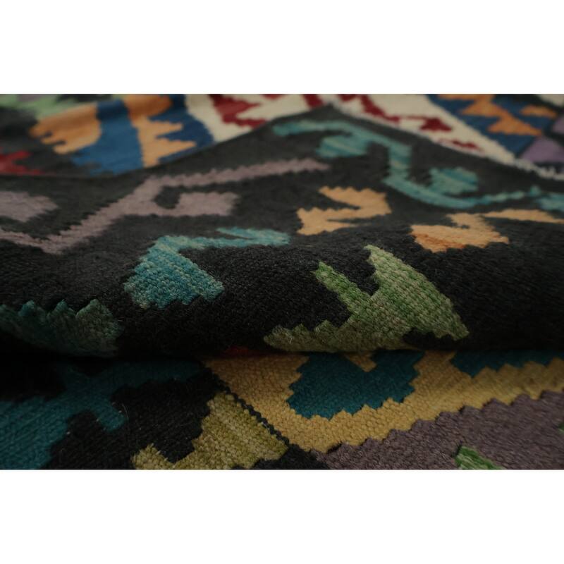Hand Woven Oriental 100% Wool Carpet Southwestern Tribal Multi-Colored Kilim Area Rug - 9' 10'' X 6' 10''