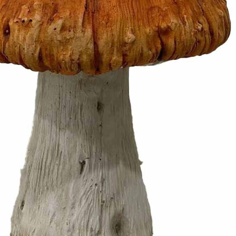 HomeRoots 15" Orange And White Polyresin Mushroom Outdoor Statue