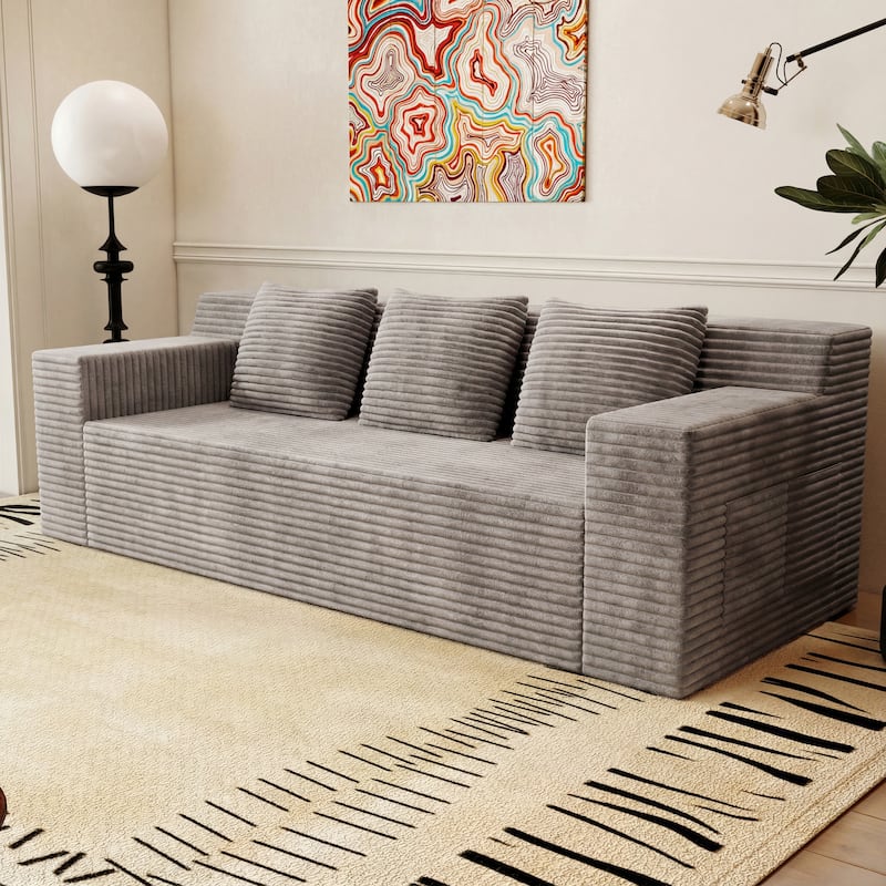 71" 3-Seater Corduroy Sofa with Deep Seating, No Assembly Required for Living Room & Bedroom