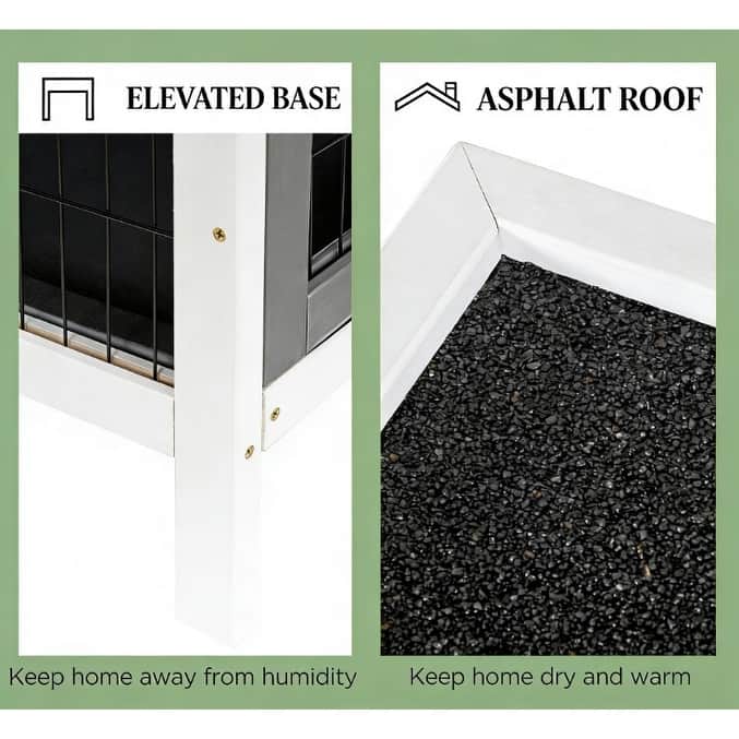 Pet House,2-Story Large Rabbit Hutch is designed for convenient cleaning - DARK GREY