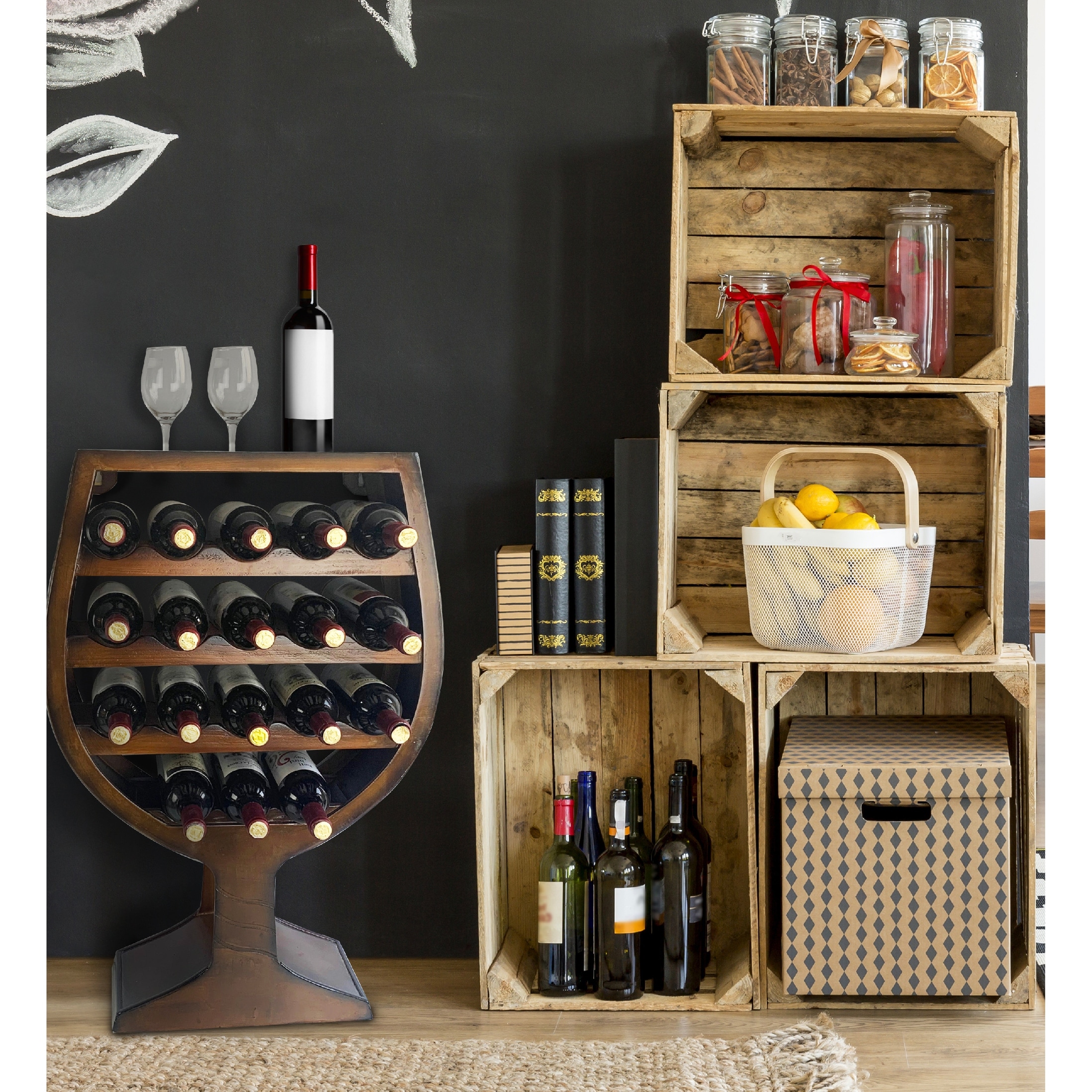 CoTa Global Modern Wine Glass Shaped Wall Mounted Wine Rack 21 x