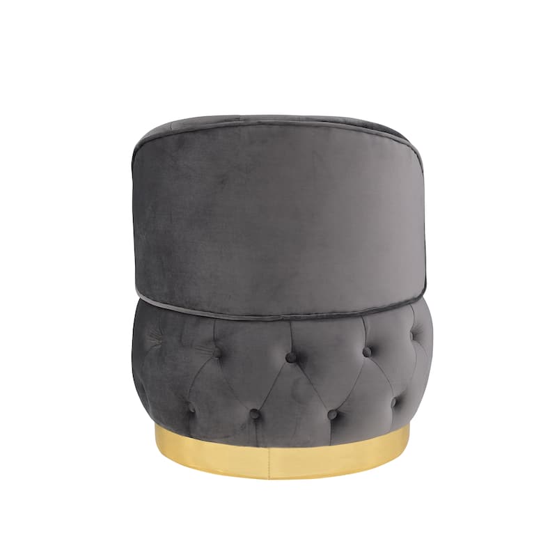 25.2" Velvet Swivel Barrel Chair with Storage
