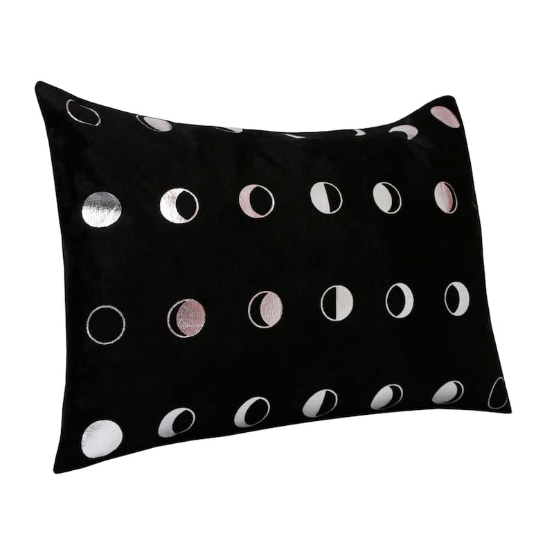 Sevita Handmade Gray/Silver Dotted Polyester Throw Pillow, 14" x 20"