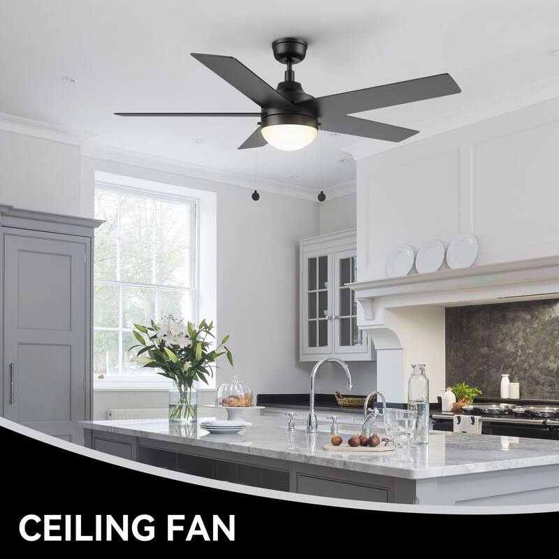 CARRO Norfolk 52" 5-Blade Ceiling Fan with Light and Pull Chain-Downrod