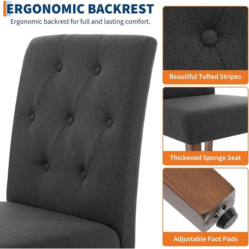 Set of 2 Button Tufted Modern Parsons Upholstered Dining Chairs for Dining Room, Cafe & Home
