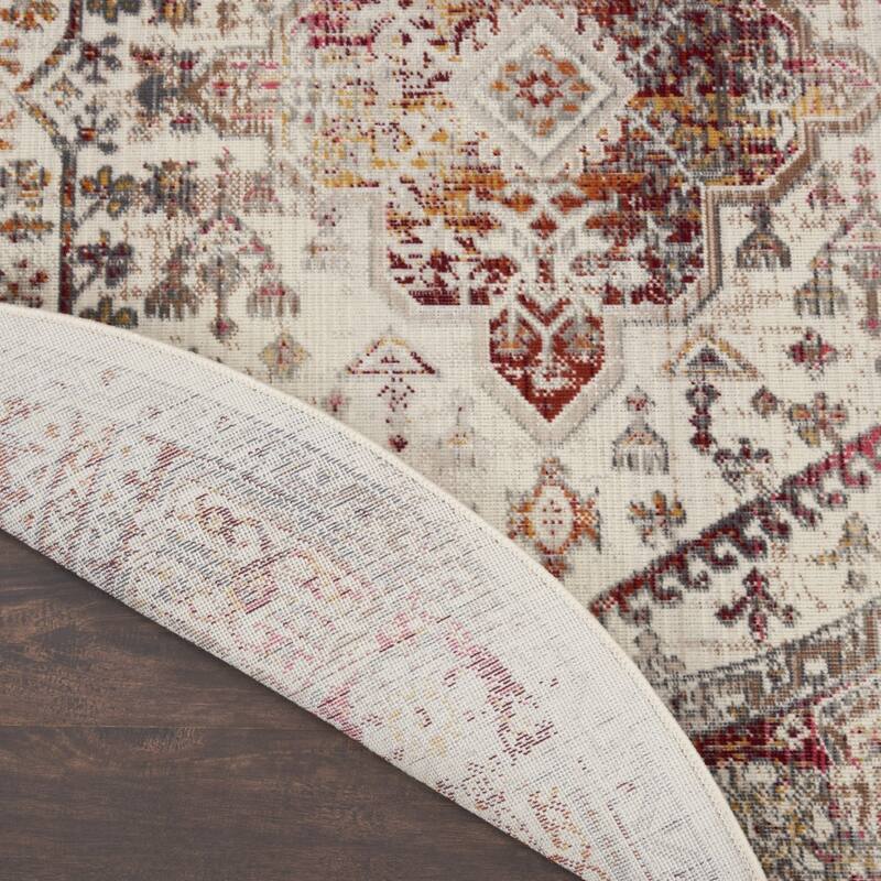 HomeRootsFloral Transitional Round Area Rug - 72' X '72' X '0.5