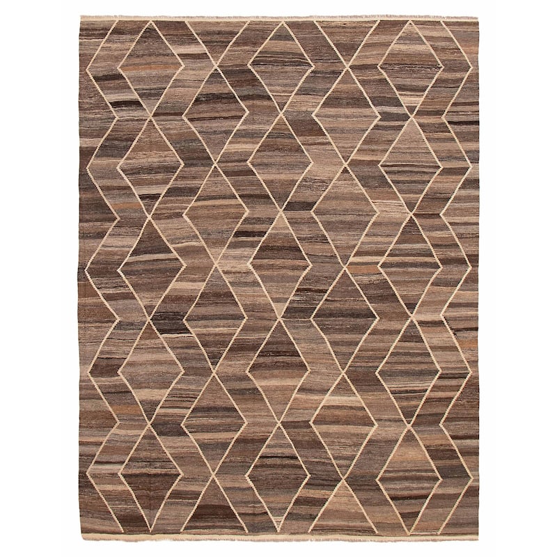 Sivas Brown Kilim 8'8" x 11'3" - 8'8 x 11'3 - Dark Brown - 8'8 x 11'3