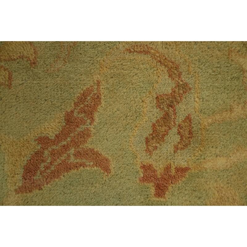 Hand Knotted Oriental 100% Wool Carpet Traditional Traditional Green Agra Area Rug - 9' 7'' X 7' 7''