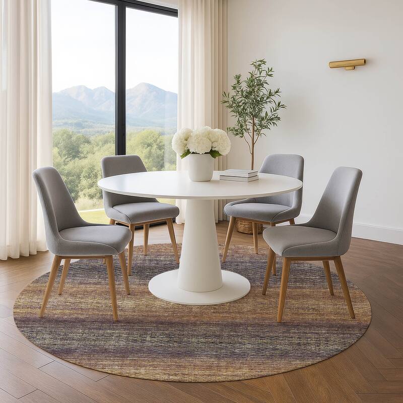 Premium Washable Super Soft Ombre Stripes Mayfield Rug - Eggplant - 8' x 8'