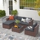 preview thumbnail 18 of 18, 6-piece Outdoor Wicker Sectional Sofa Set Brown/Grey