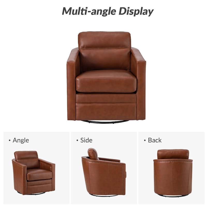 Jorge 28.74" Wide Genuine Leather Swivel Chair Set of 2