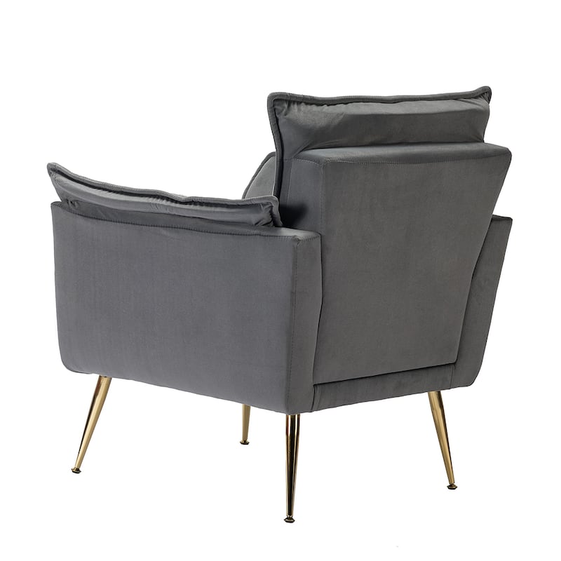 1ida Modern Velvet Tufted Padded Cushion Armchair with Golden Metal Legs by HULALA HOME