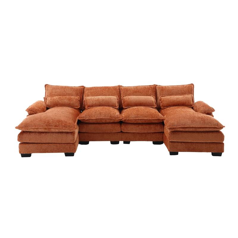Modern Large chenille Fabric U-Shape Sectional Sofa