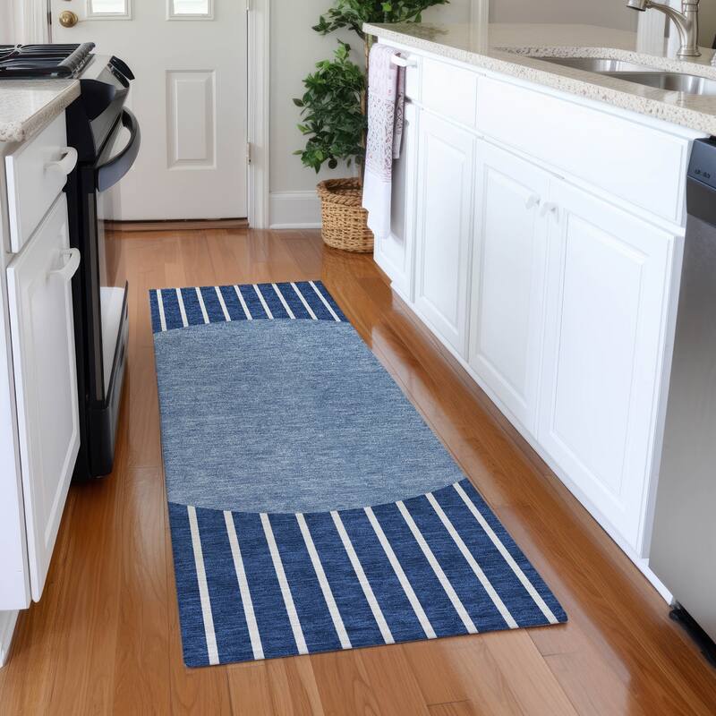Premium Washable Super Soft Modern Zen Mayfield Rug - Navy - 2'3" x 7'6"