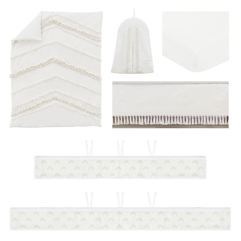 Sweet Jojo Designs 6p Crib Bedding +BreathableBaby Breathable Mesh Liner Ivory Boho Chic Boy Girl Gender Neutral